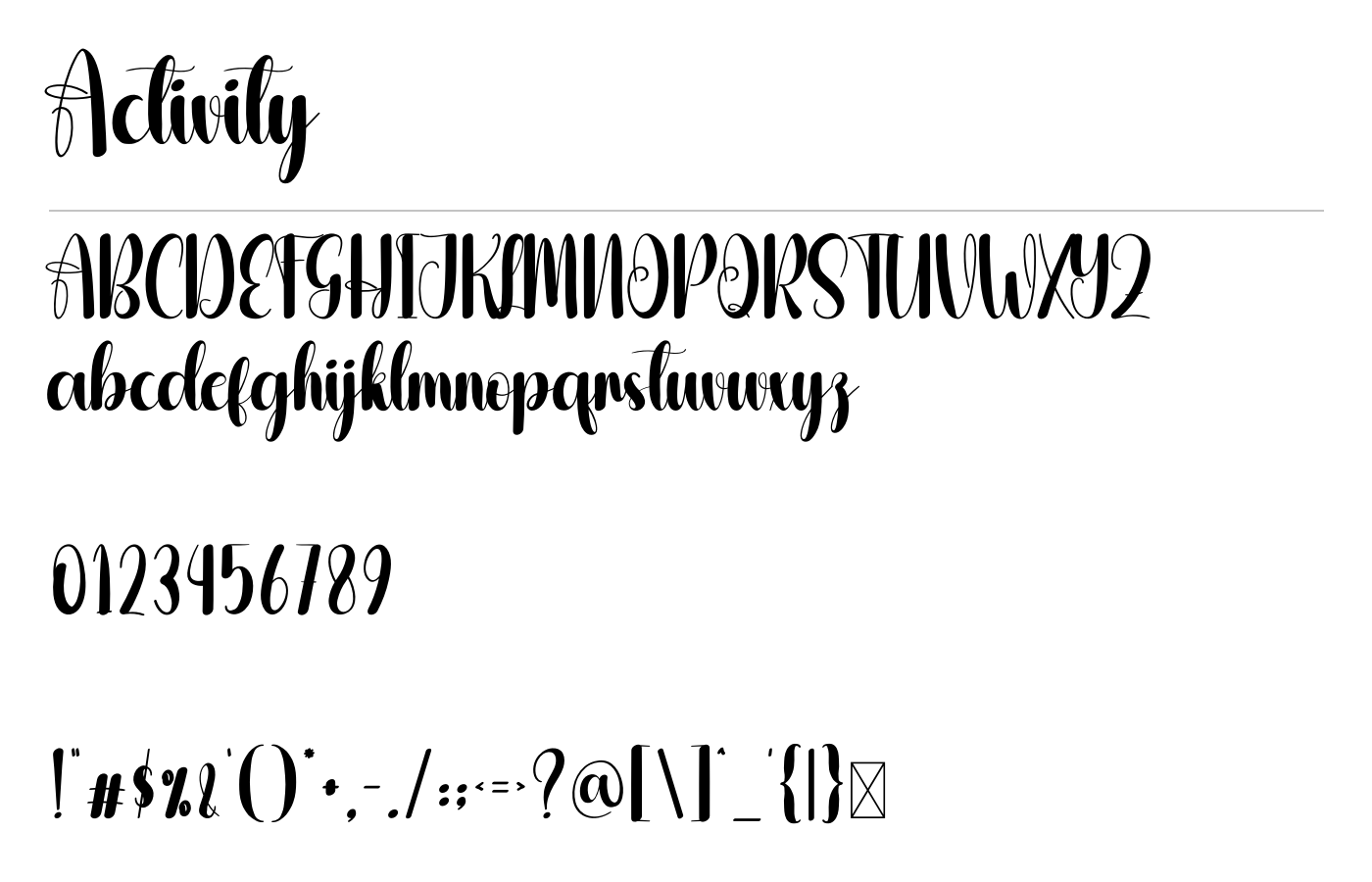 Activity Font preview