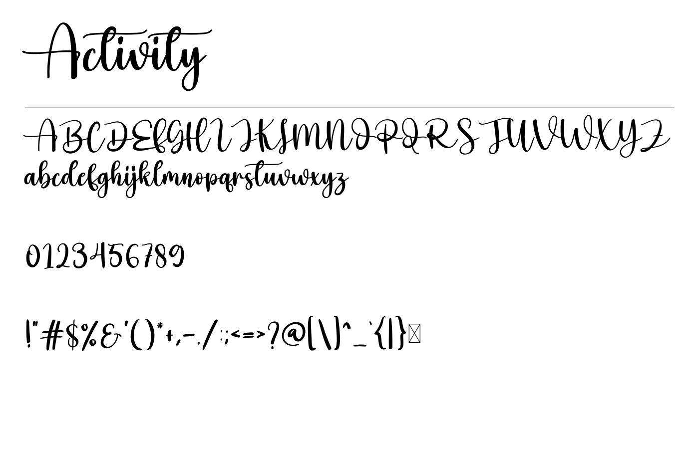 Activity Font preview
