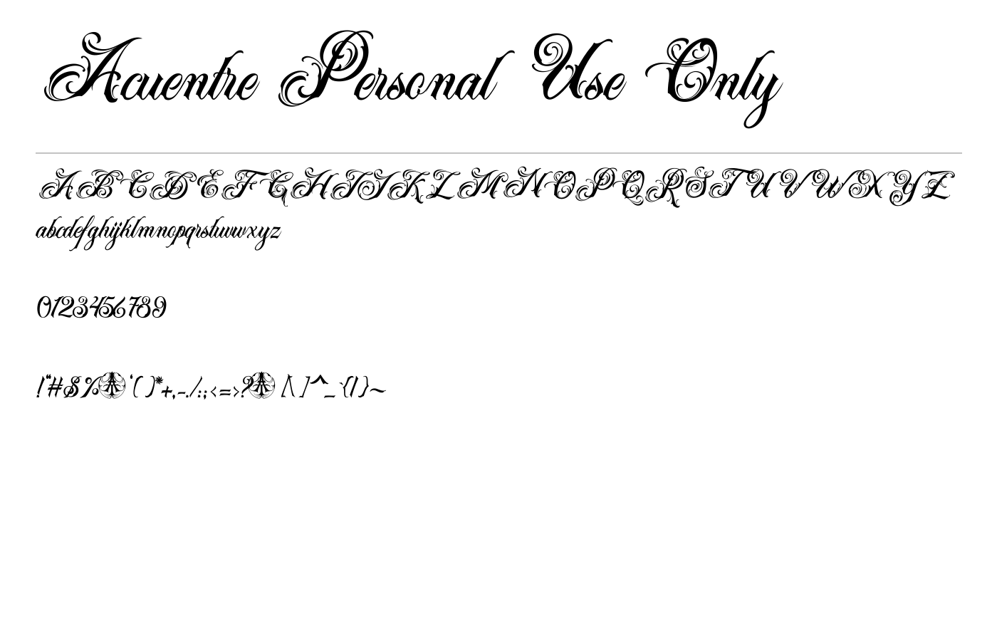 Acuentre Personal Use Only Font preview
