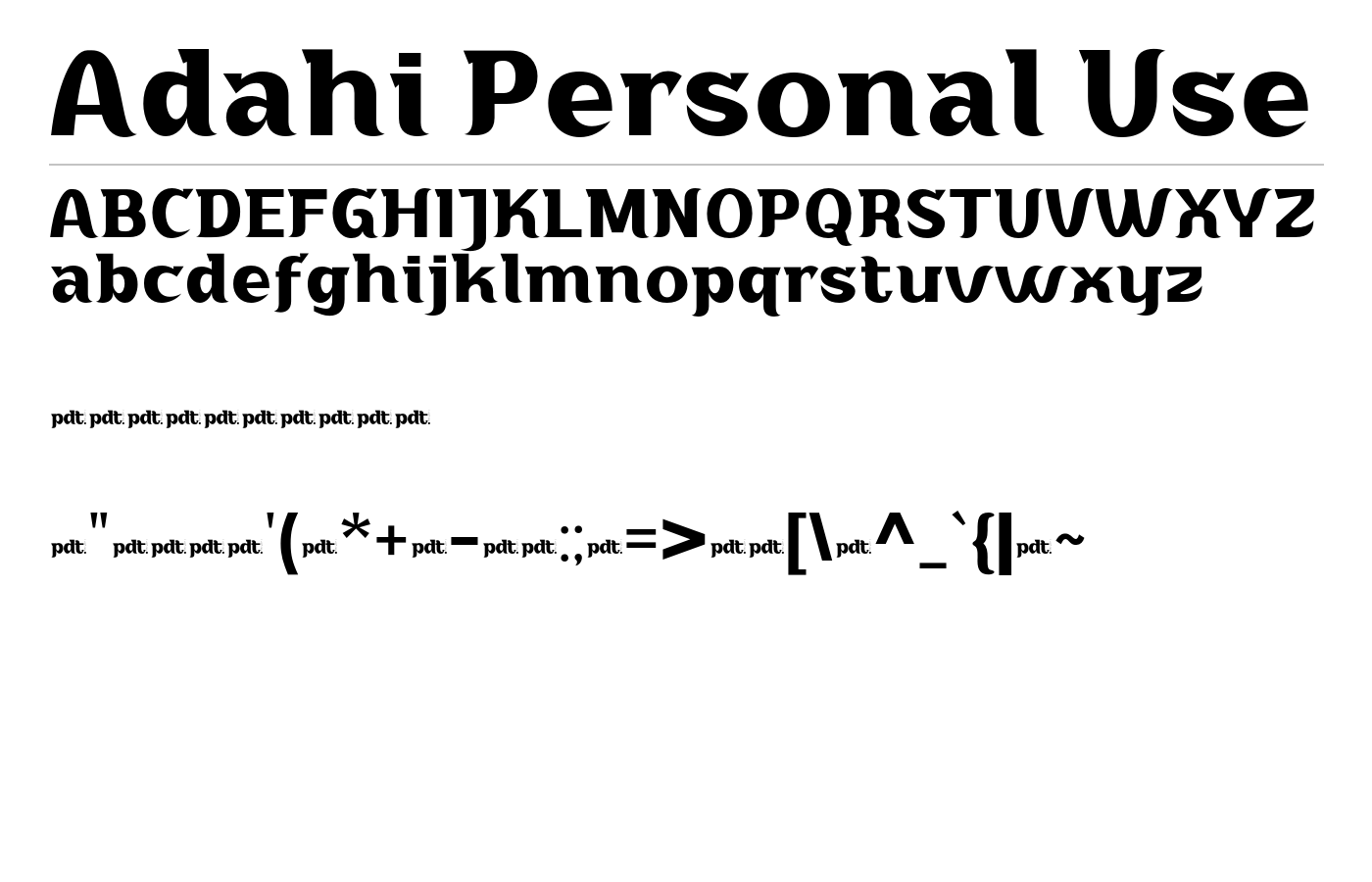 Adahi Personal Use Font preview