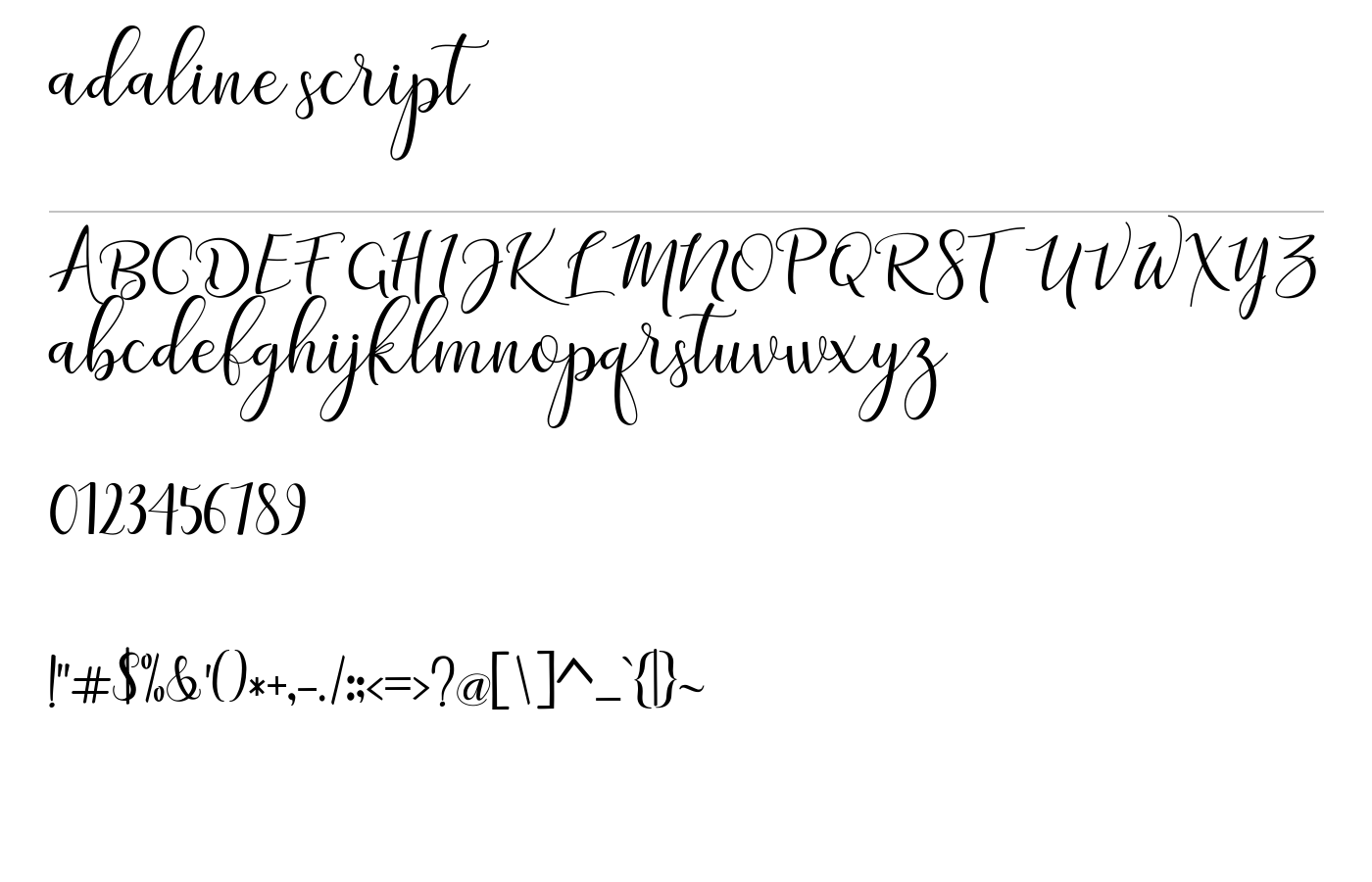 adaline script Font preview