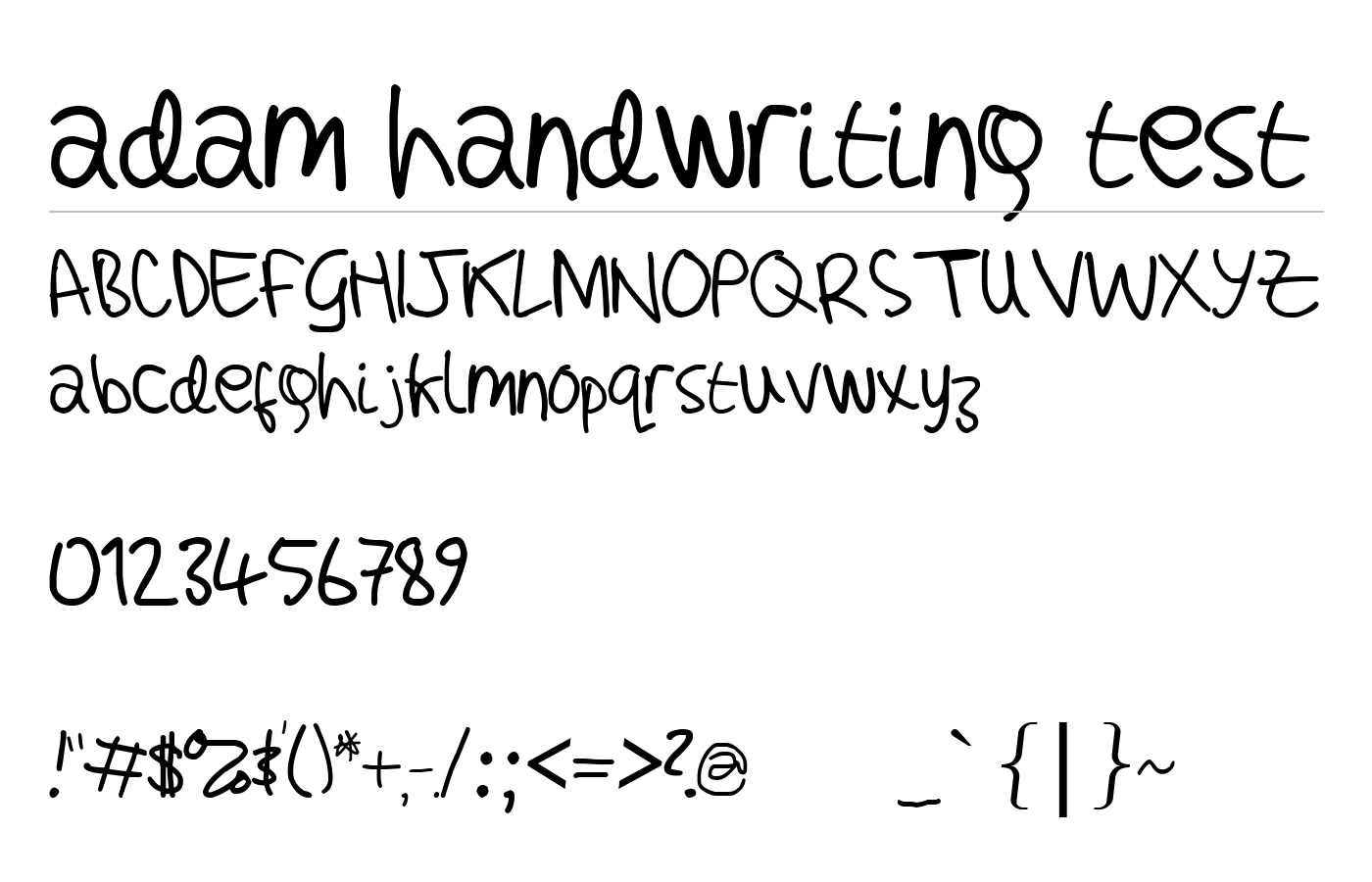 adam handwriting test Font preview