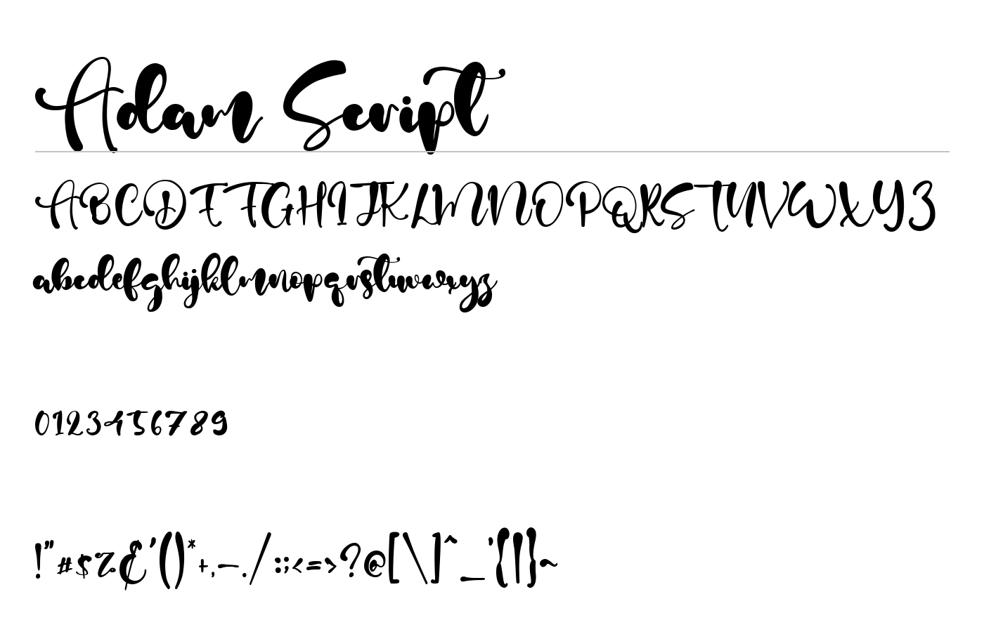 Adam Script Font preview