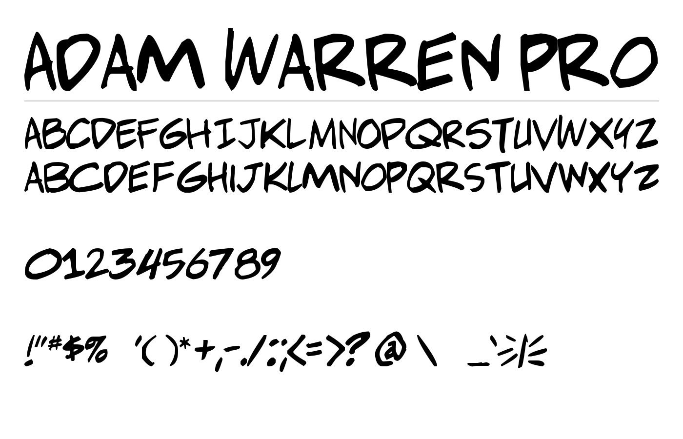Adam Warren pro Font preview