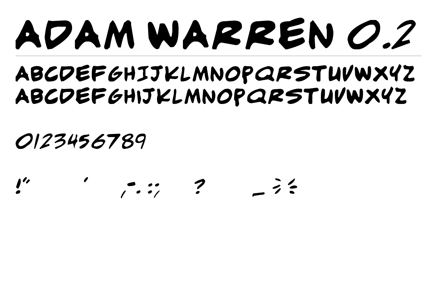 adam warren 0.2 Font preview