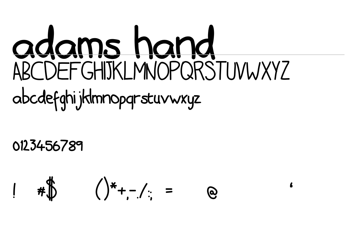 adams hand Font preview