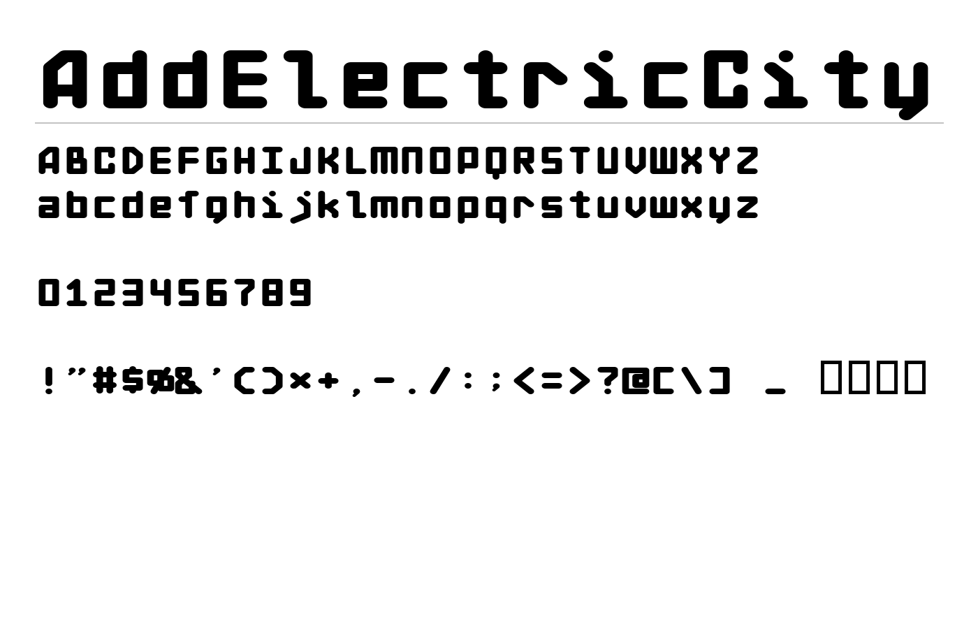 AddElectricCity Font preview