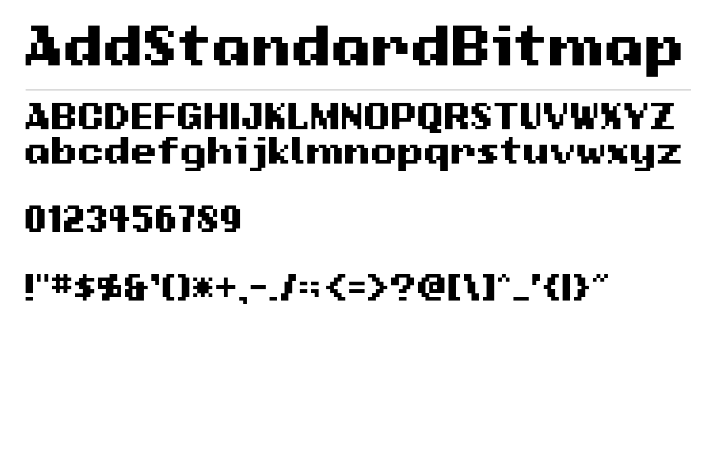 AddStandardBitmap Font preview