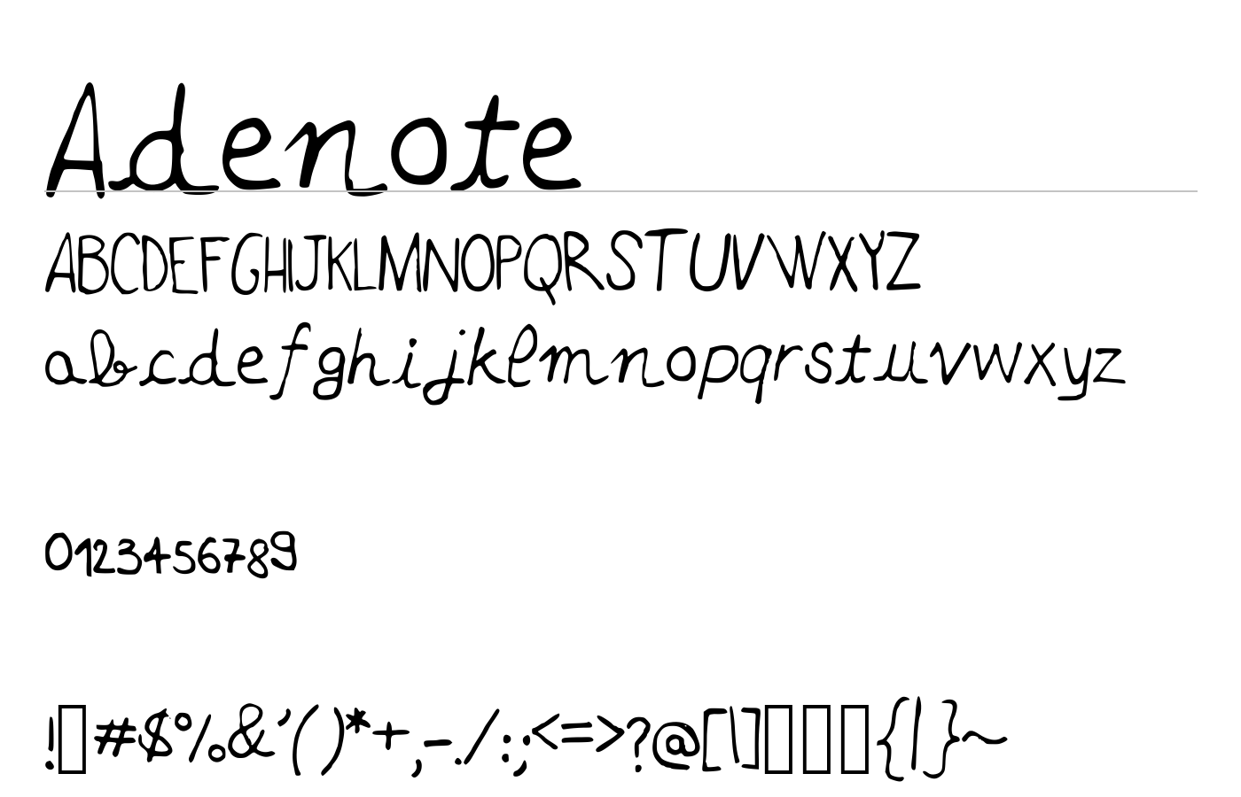 Adenote Font preview