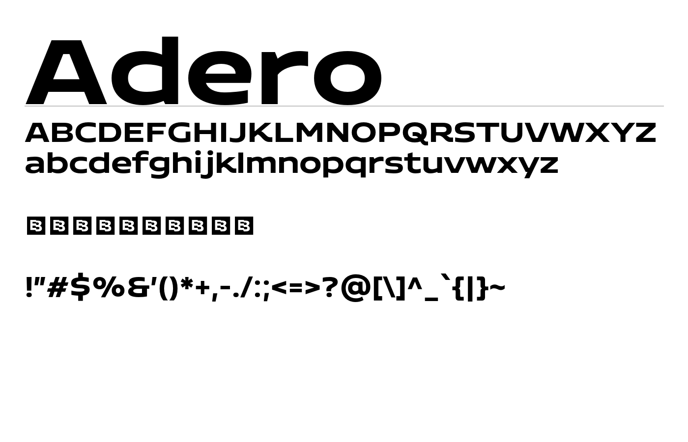 Adero Font preview