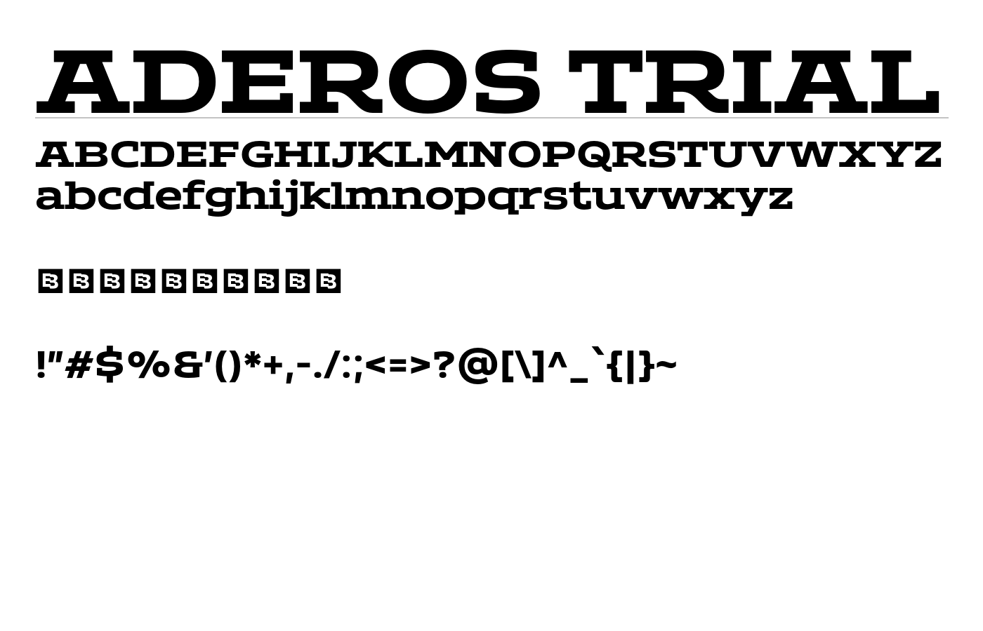 ADEROS TRIAL Font preview