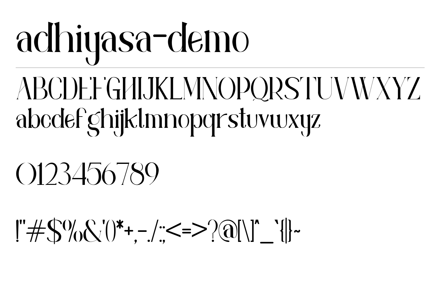 adhiyasa-demo Font preview