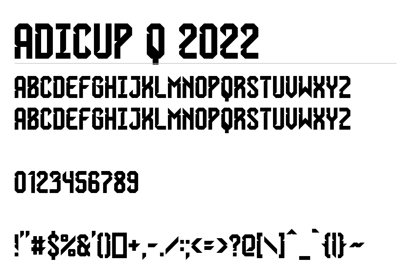 AdiCup Q 2022 Font preview