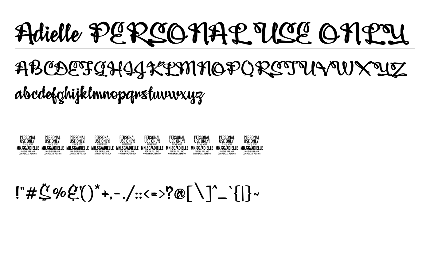 Adielle PERSONAL USE ONLY Font preview