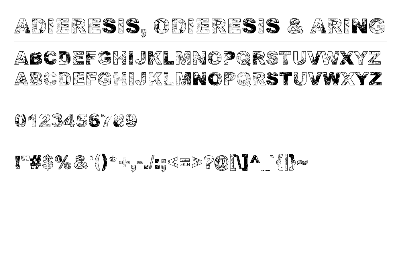 Adieresis, Odieresis & Aring Font preview