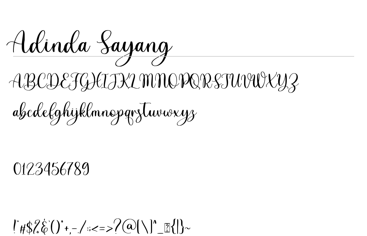 Adinda Sayang Font preview