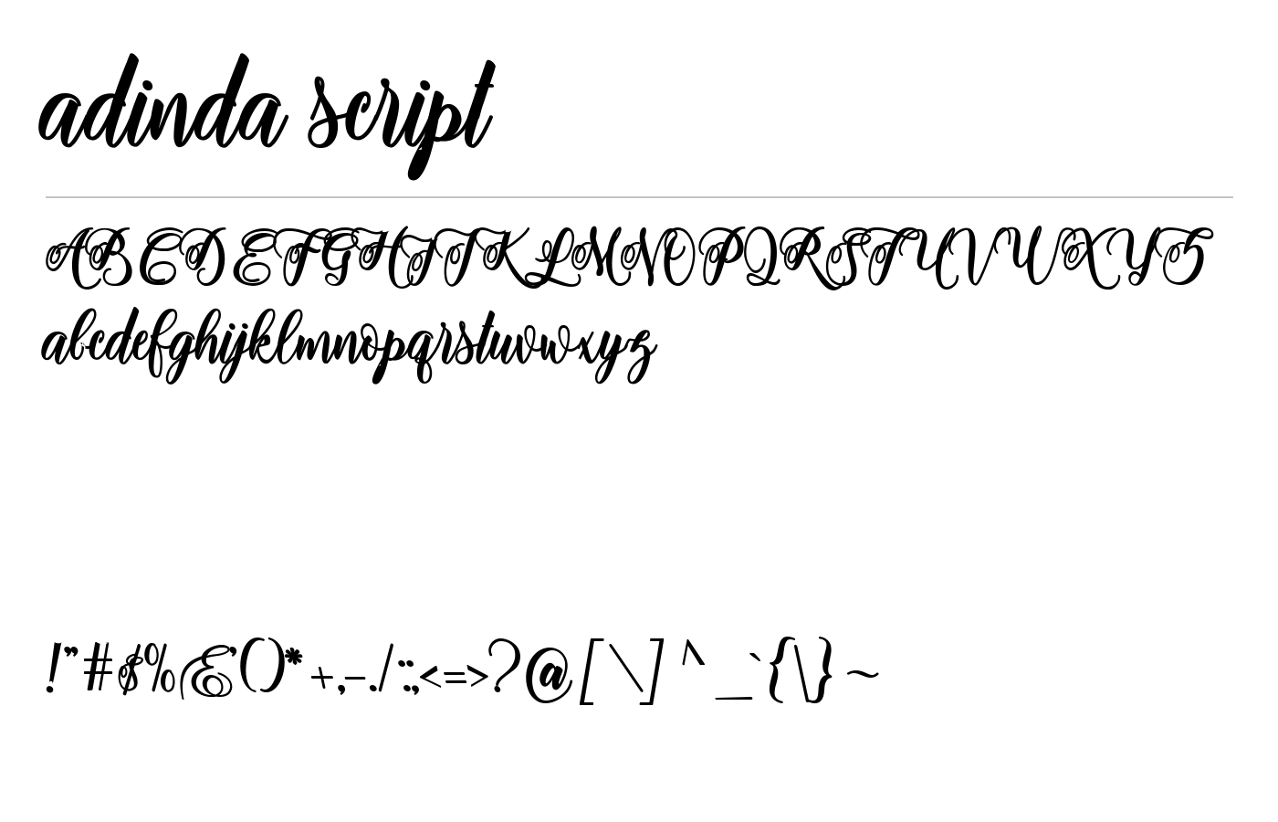 adinda script Font preview