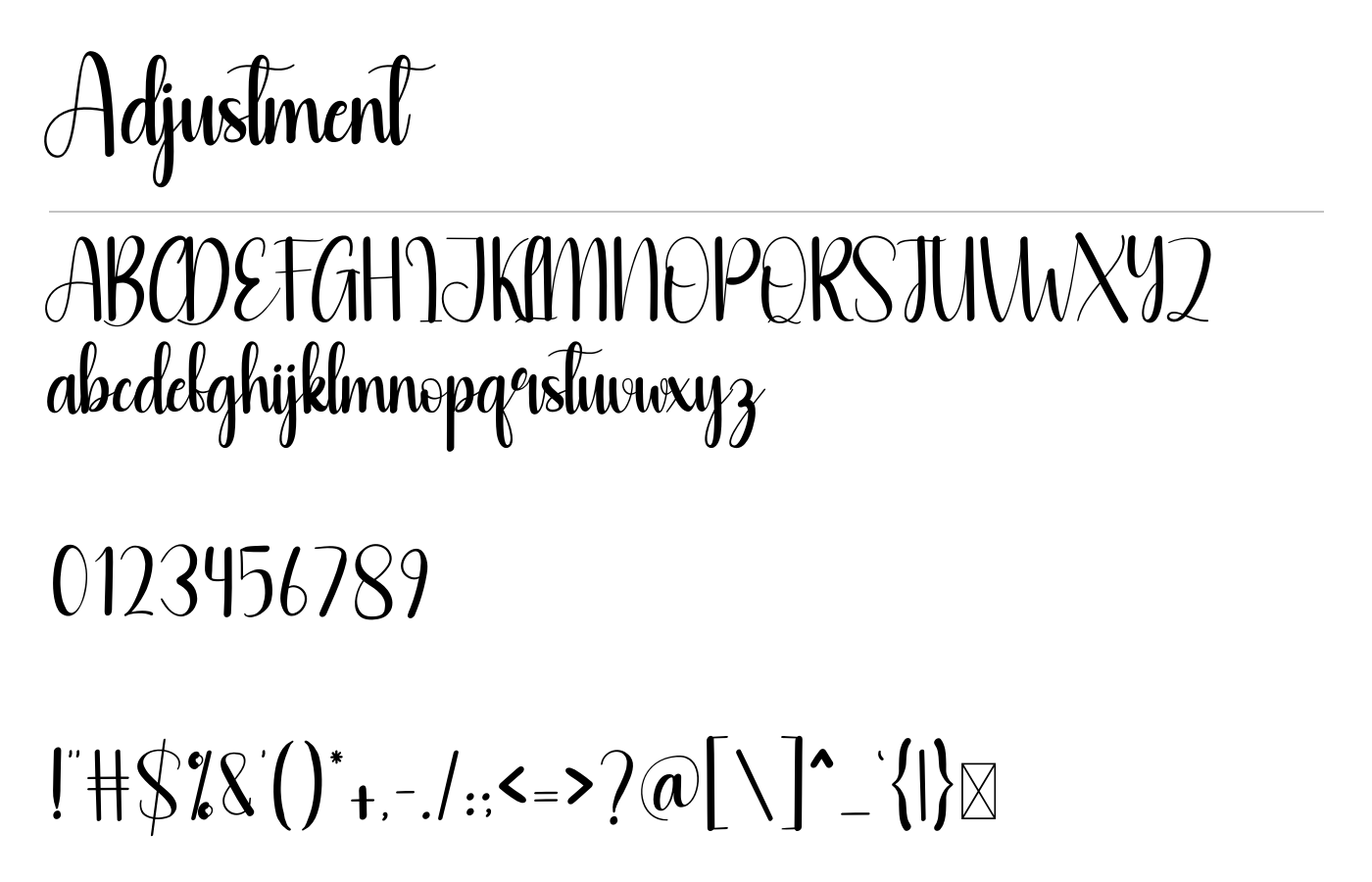 Adjustment Font preview