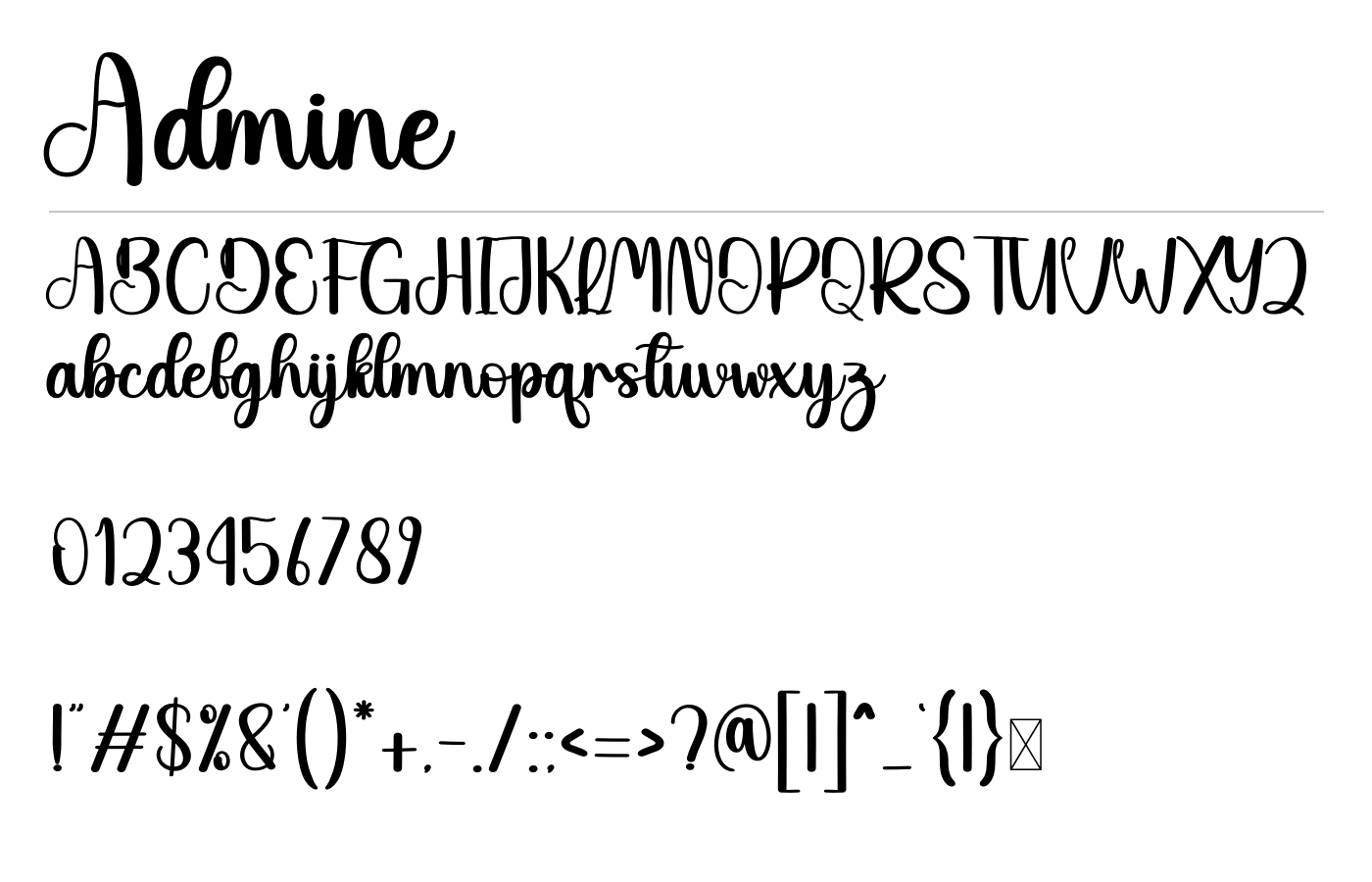 Admine Font preview