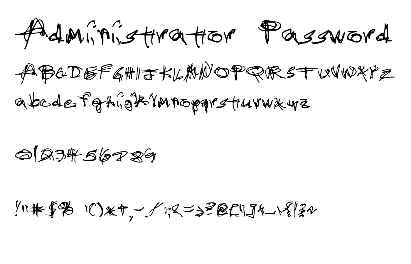 Administrator Password Font preview