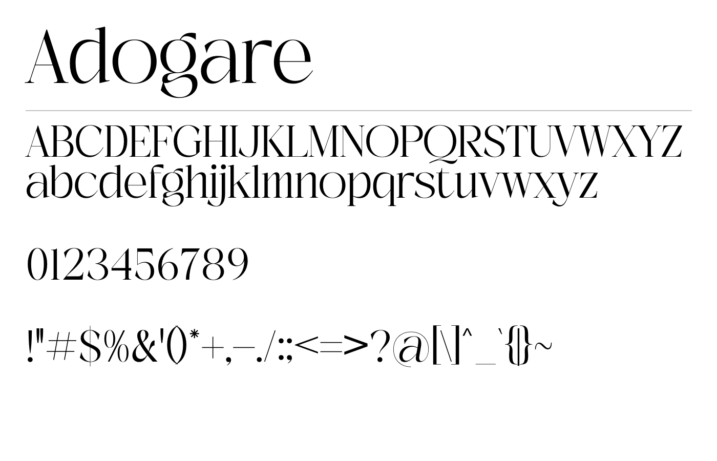 Adogare Font preview