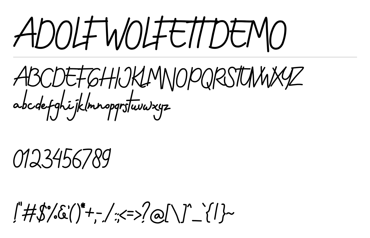 ADOLF WOLFETT DEMO Font preview