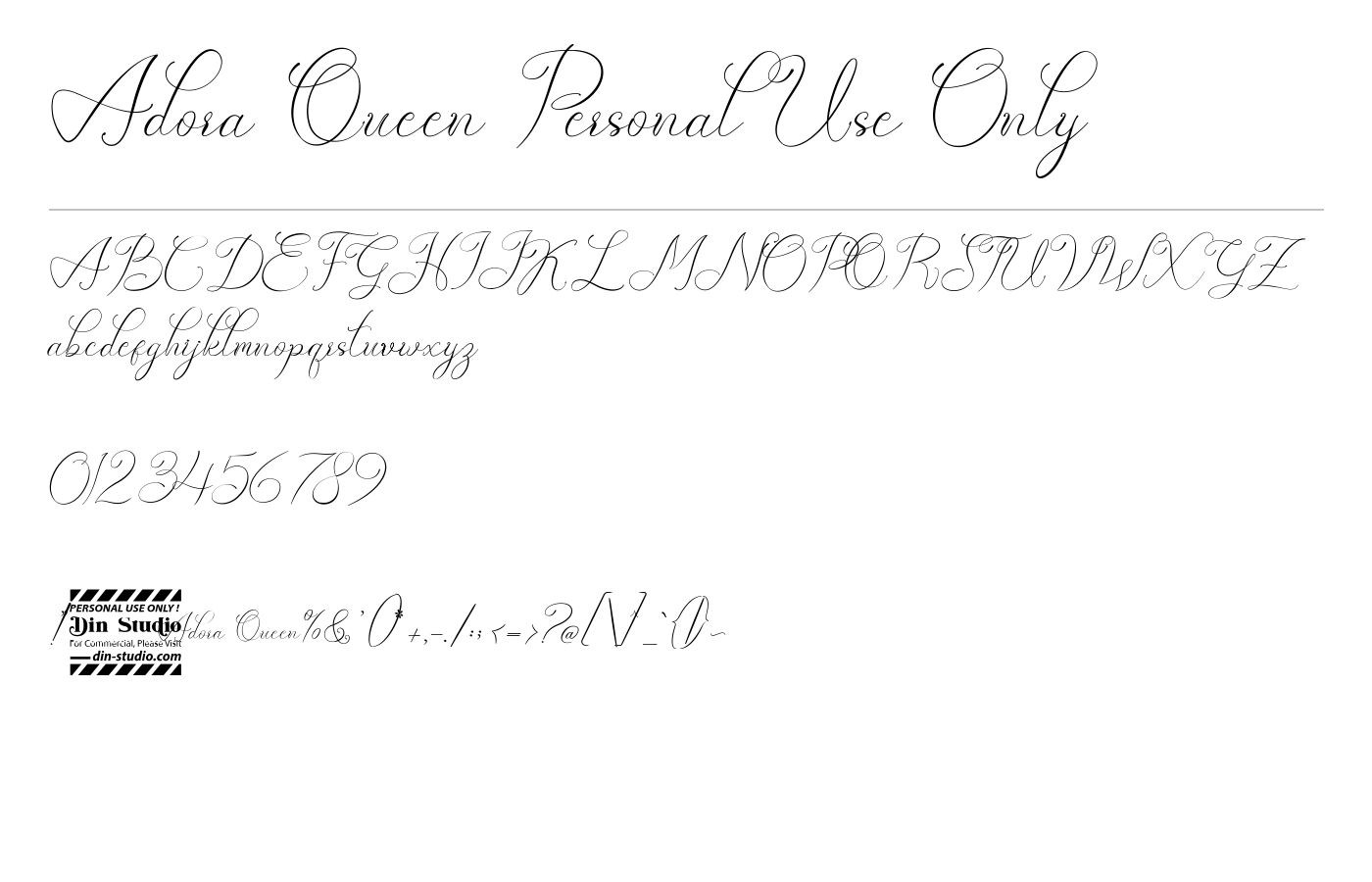 Adora Queen Personal Use Only Font preview