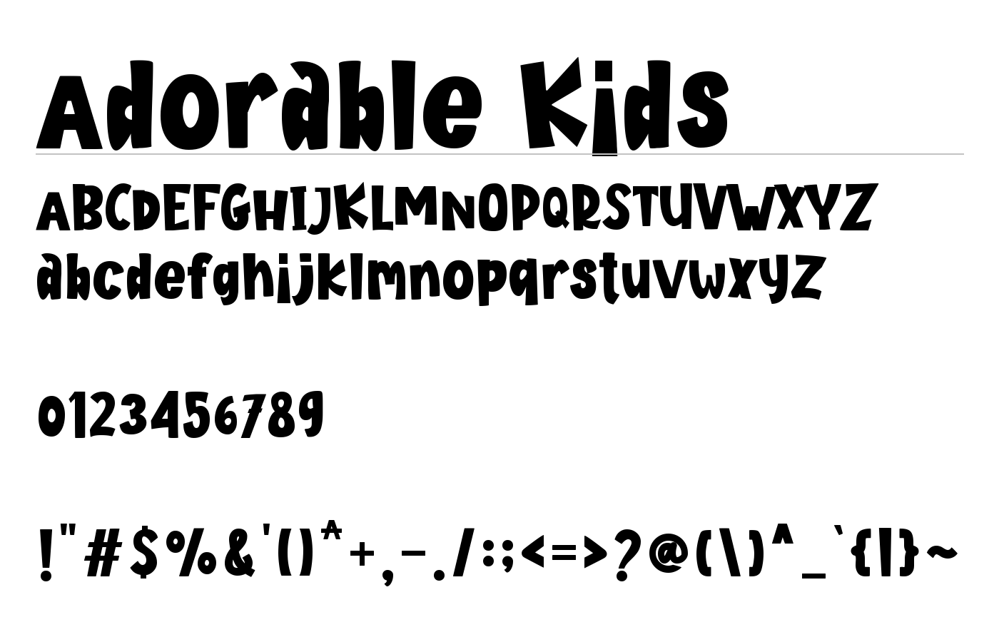 Adorable Kids Font preview