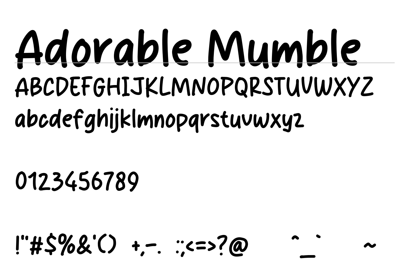 Adorable Mumble Font preview