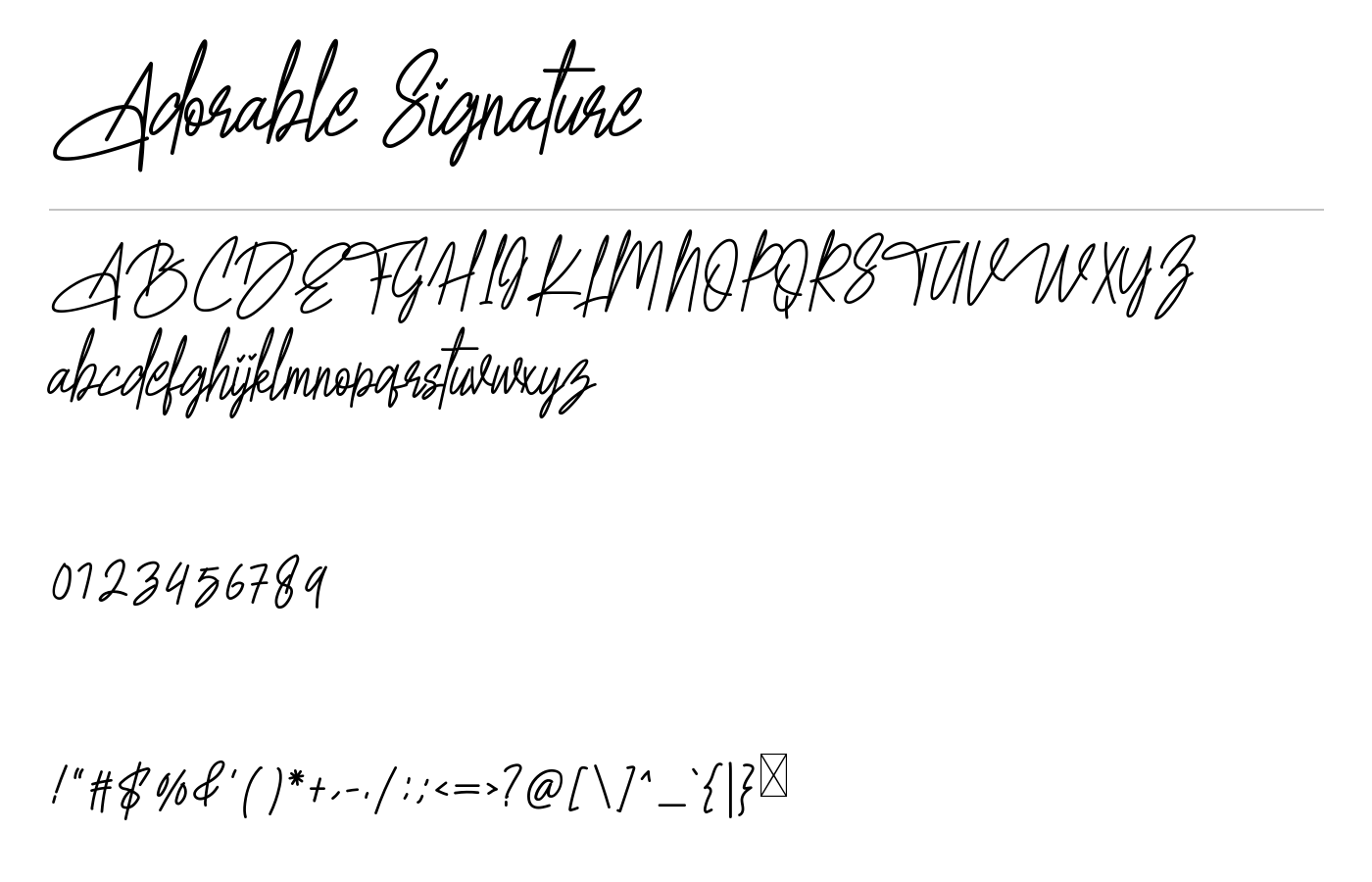 Adorable Signature Font preview