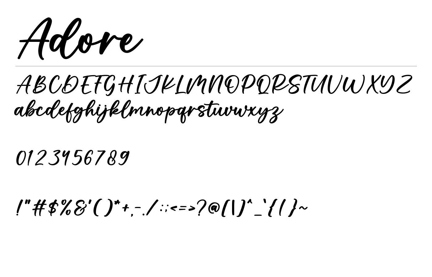 Adore Font preview