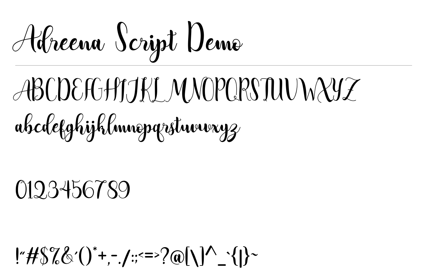 Adreena Script Demo Font preview