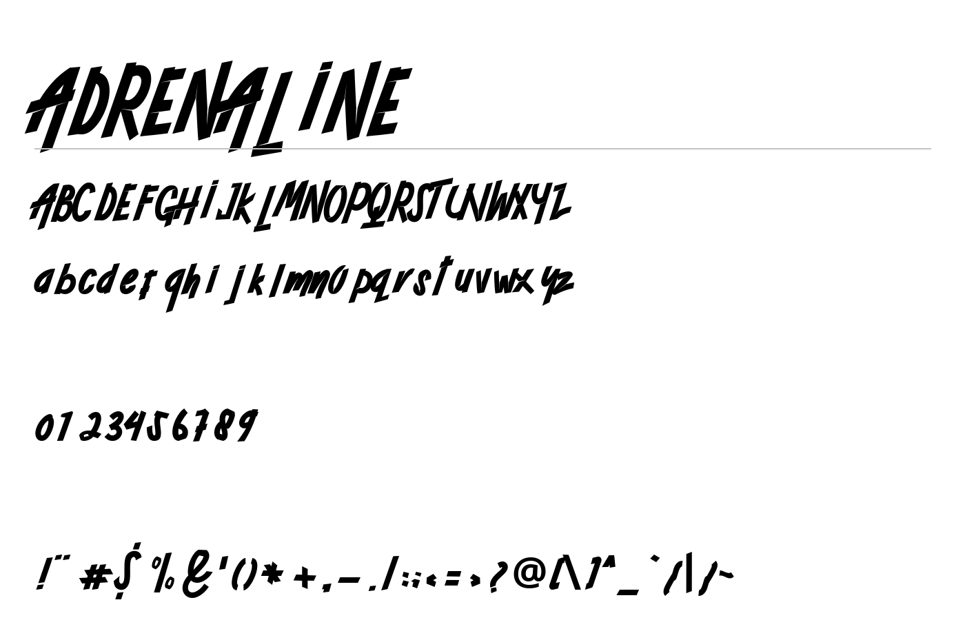 ADRENALINE Font preview