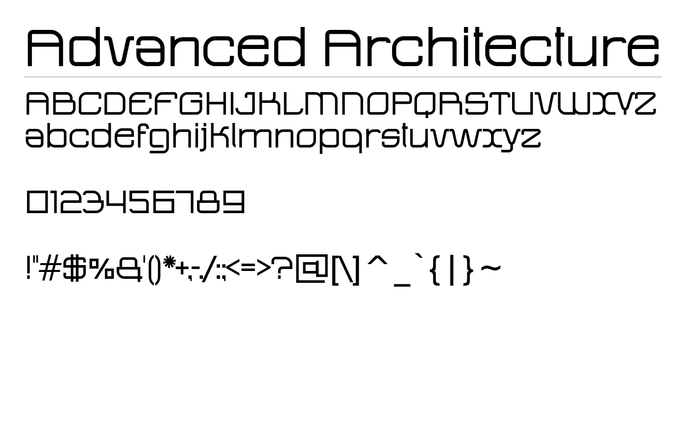 Advanced Architecture Font preview
