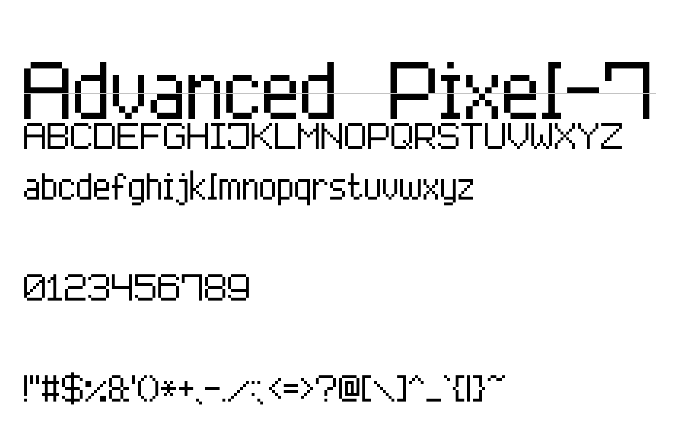 Advanced Pixel-7 Font preview