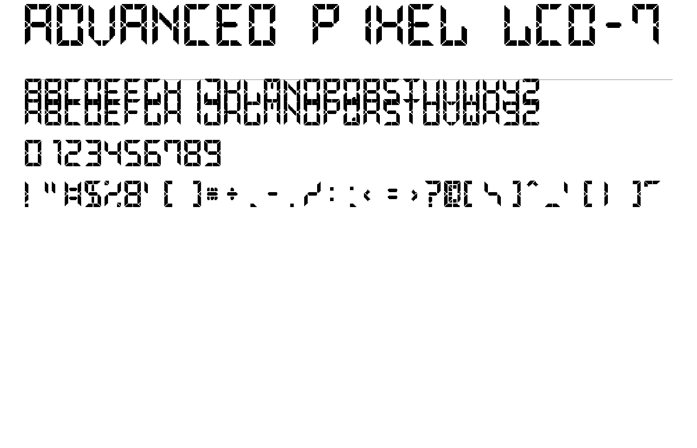 Advanced Pixel LCD-7 Font preview