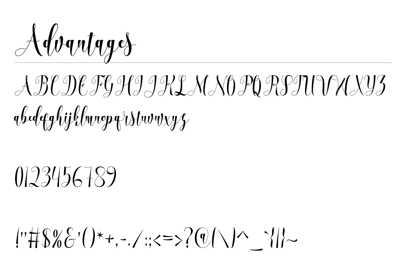 Advantages Font preview