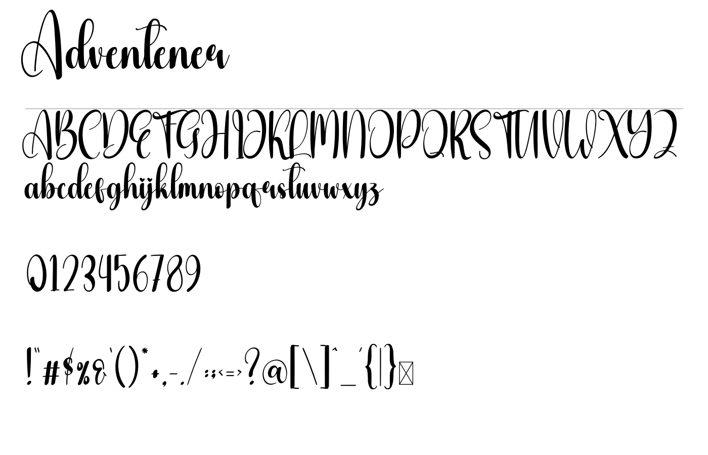 Adventener Font preview