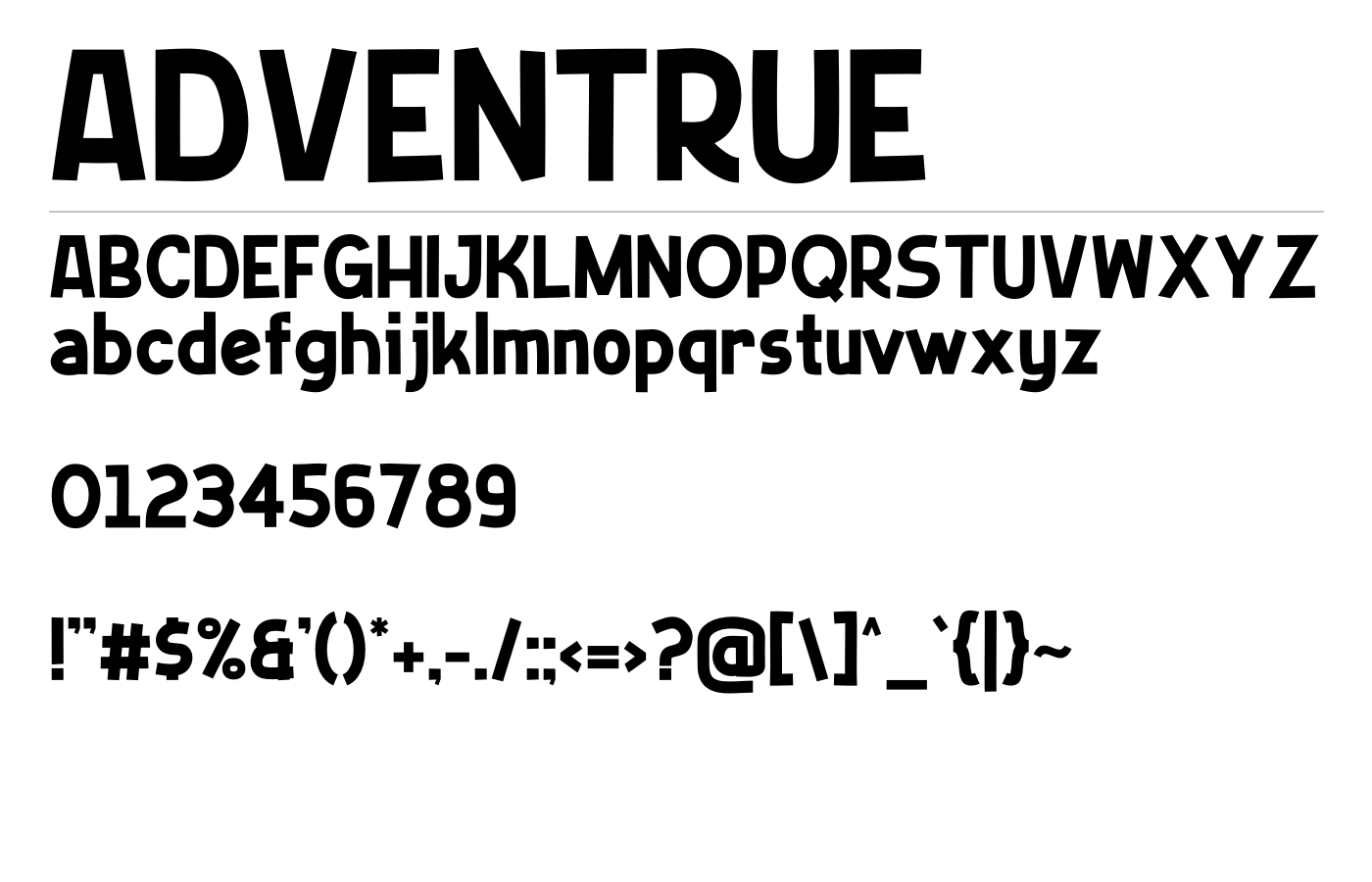 ADVENTRUE Font preview