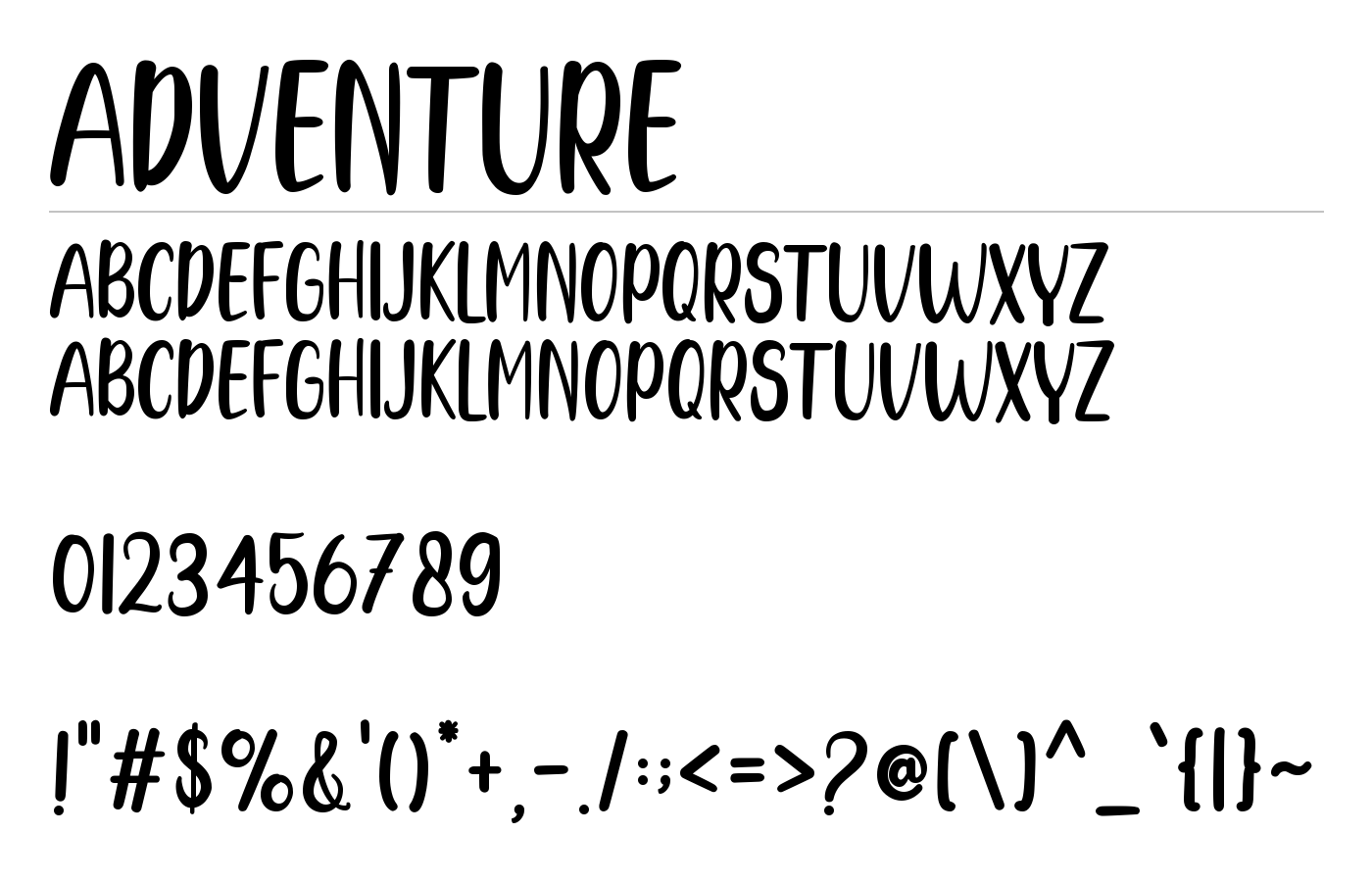 Adventure Font preview