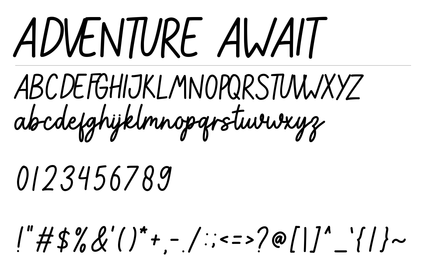 ADVENTURE AWAIT Font preview