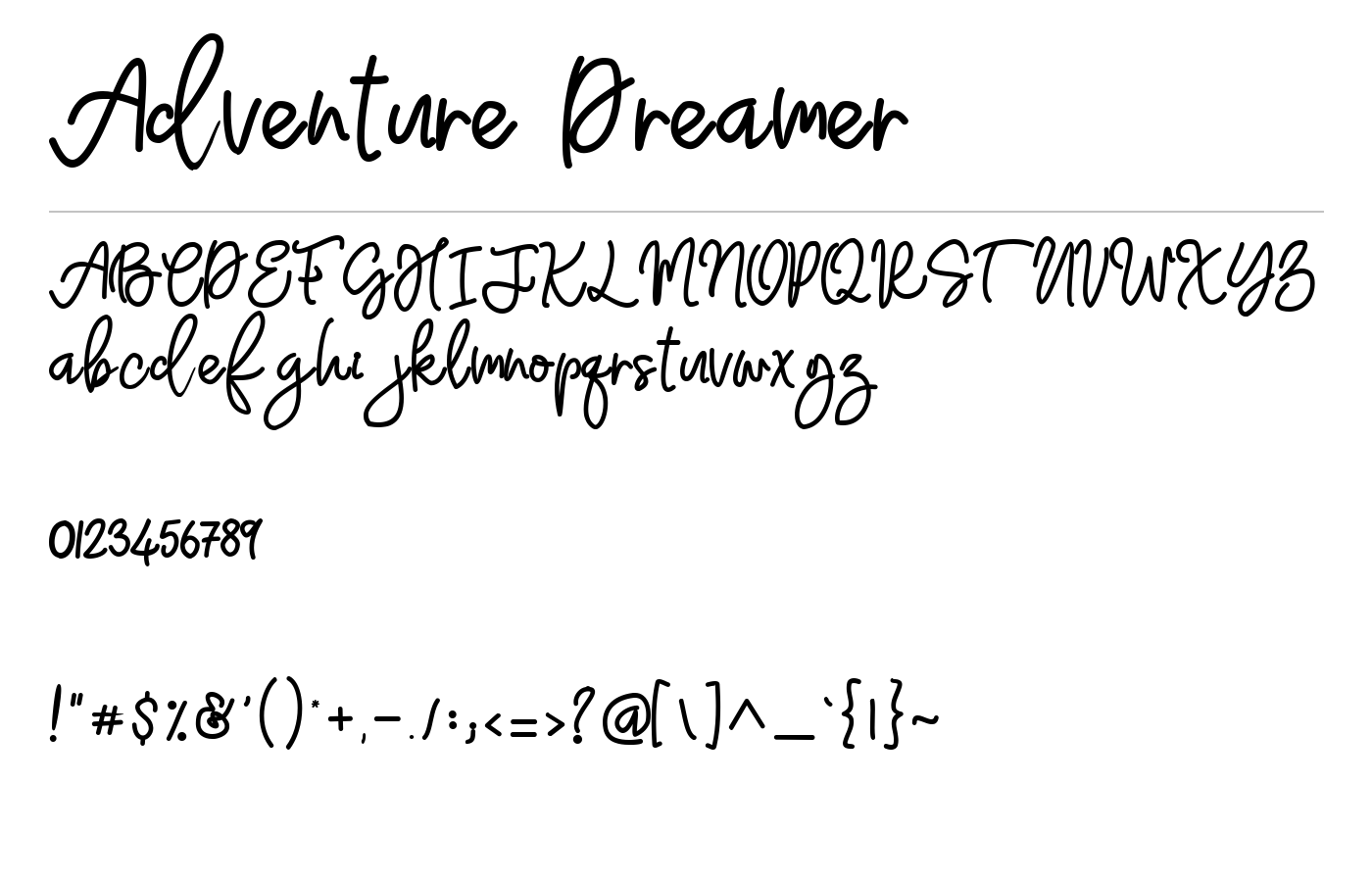 Adventure Dreamer Font preview