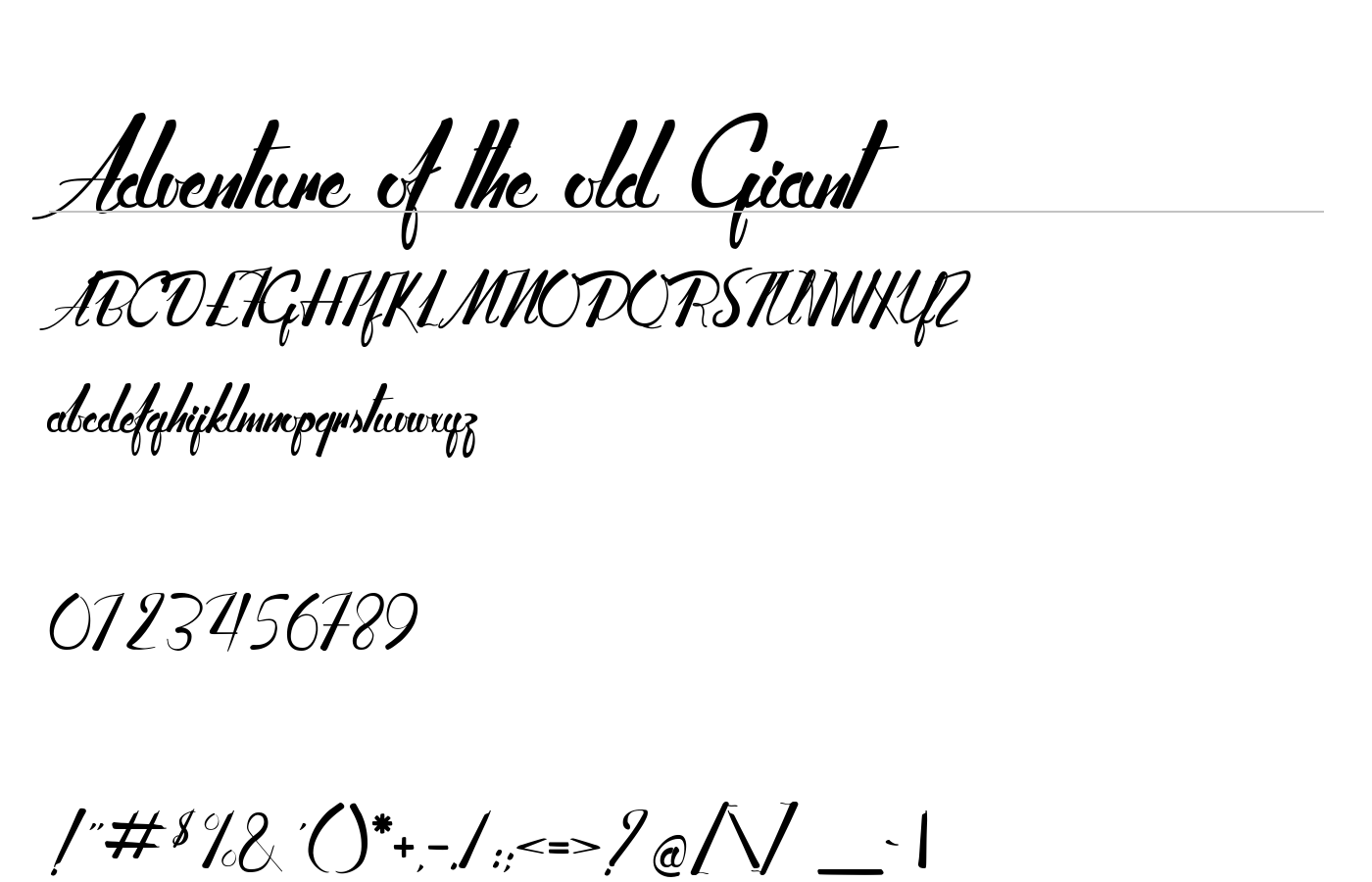 Adventure of the old Giant Font preview