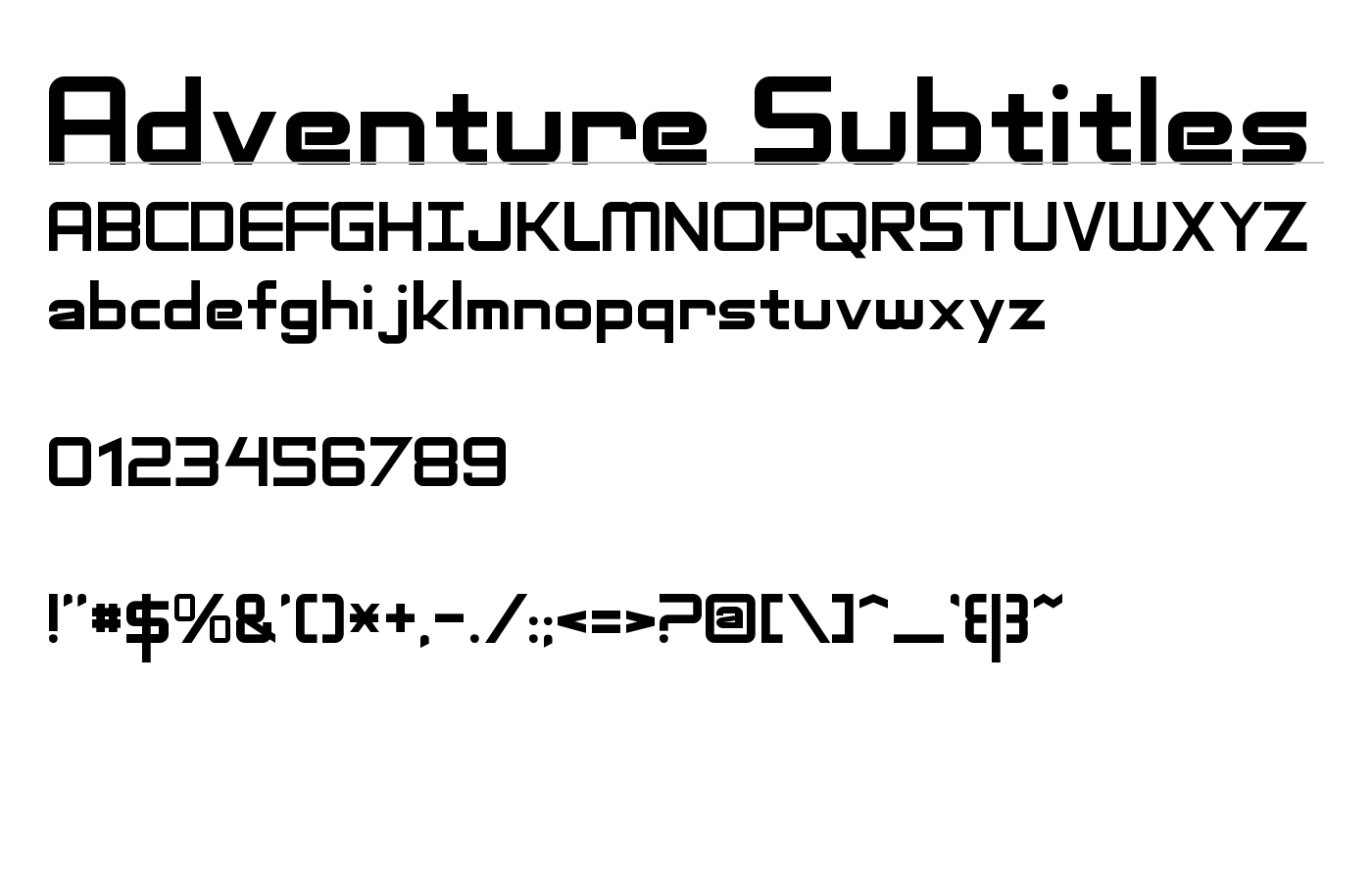 Adventure Subtitles Font preview