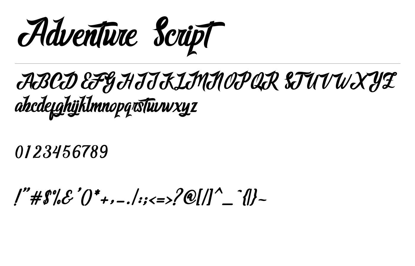Adventure Font preview