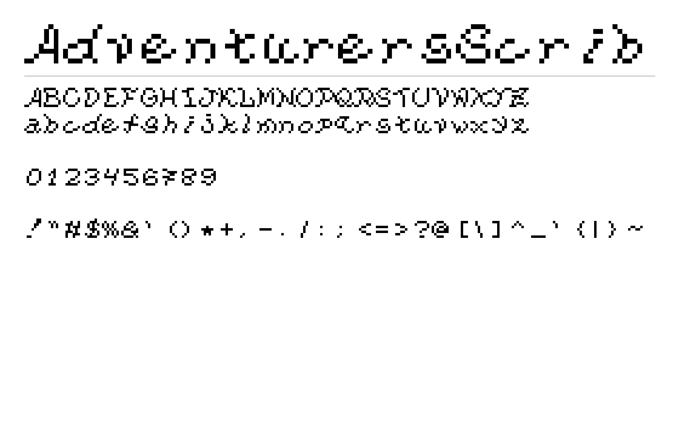 AdventurersScrib Font preview