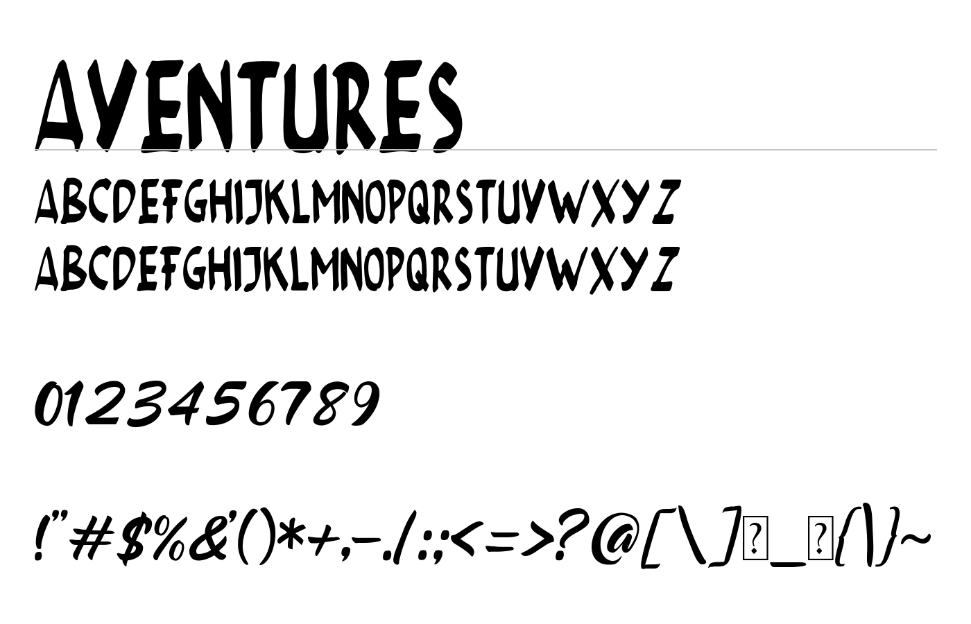 AVENTURES Font preview