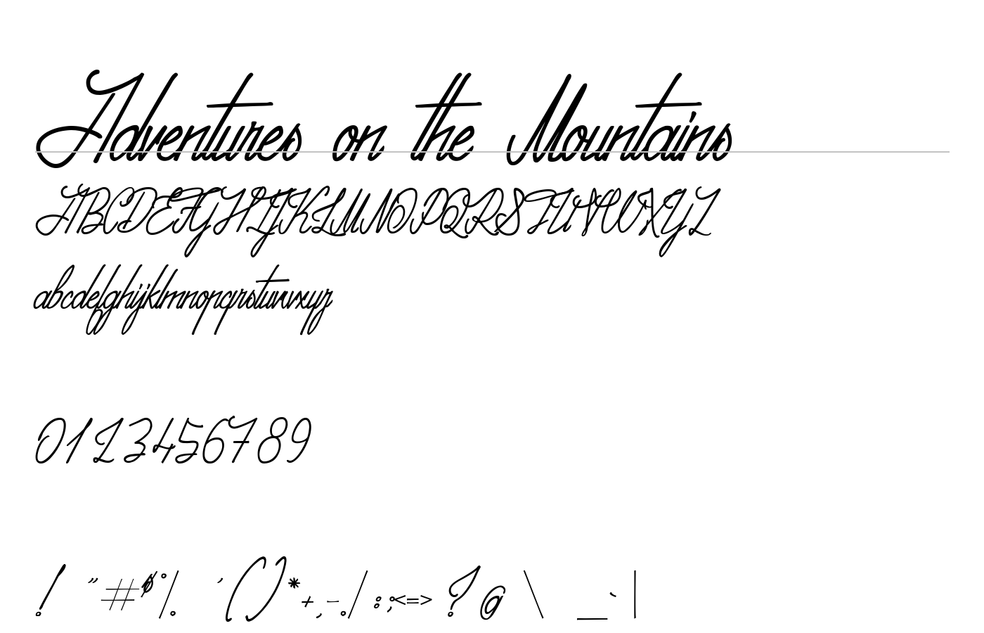 Adventures on the Mountains Font preview