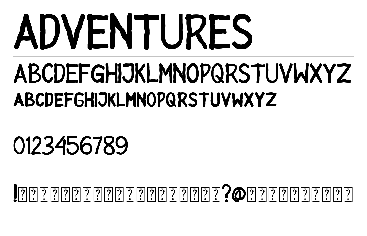 ADVENTURES Font preview