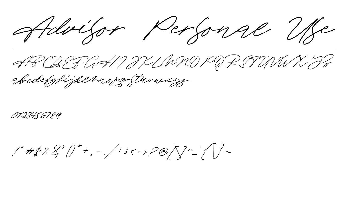 Advisor Personal Use Font preview